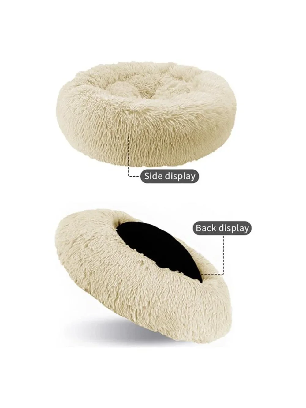 Calming Donut Dog Bed Anti-Anxiety Self Warming Cozy Soft Plush  24